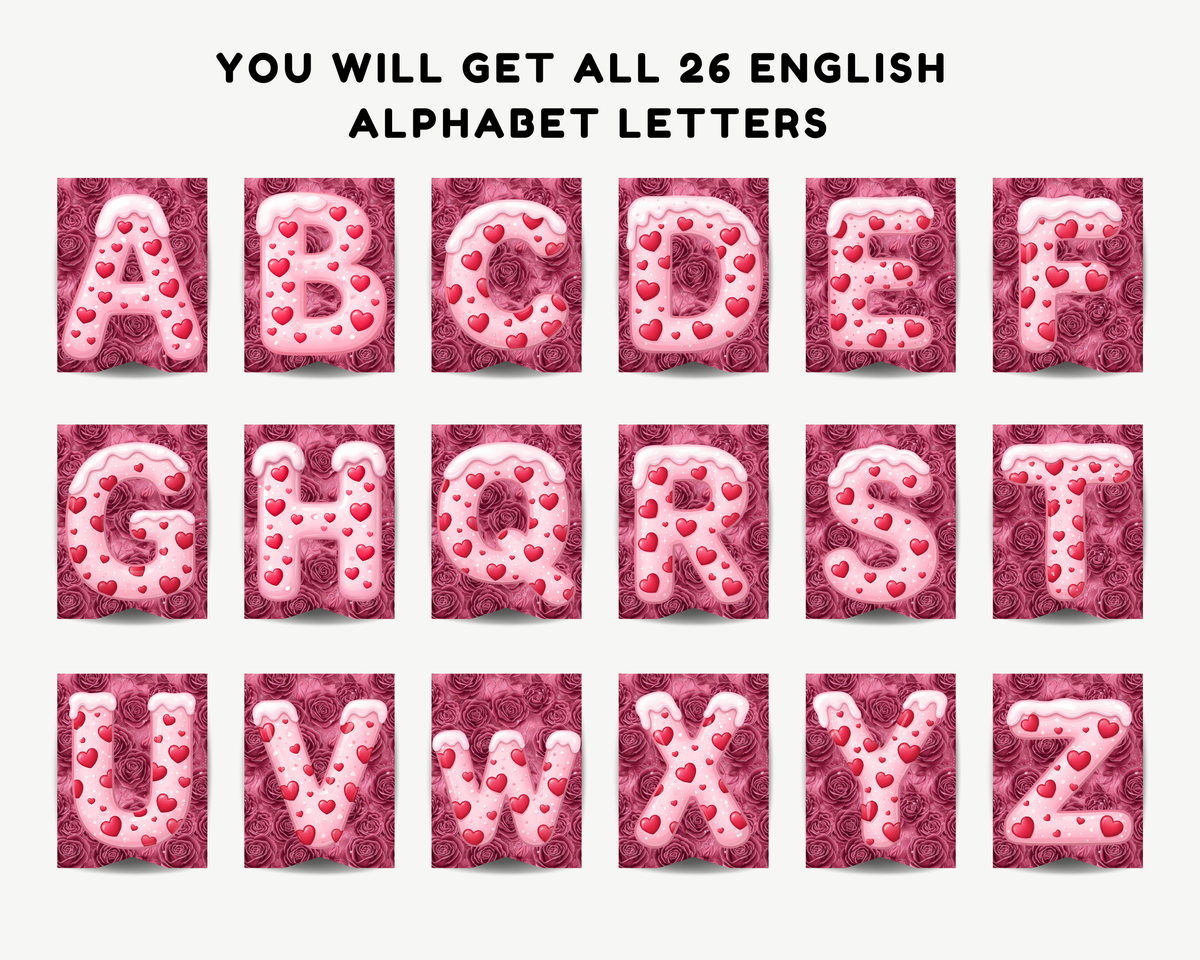 Valentine Alphabet Pennant Banner Letters Printable