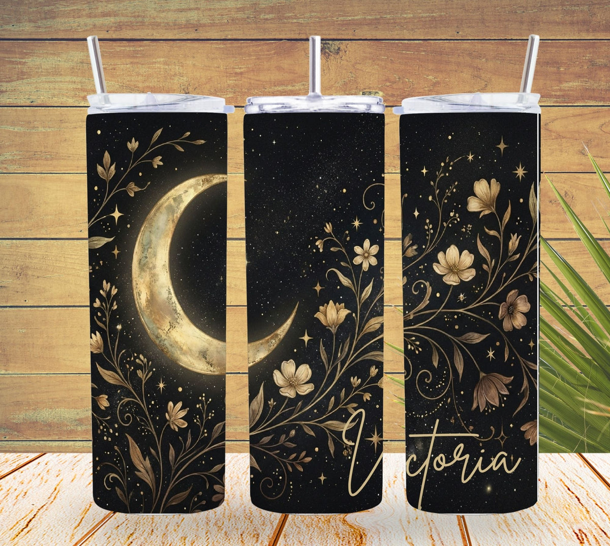 Crescent Moon & Wildflower Tumbler  *827