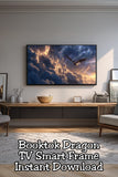 Turn your TV into fantasy wall art. A powerful dragon flying through a lightning storm—perfect for BookTok fantasy readers decorating their bedrooms, libraries, or cozy reading corners.