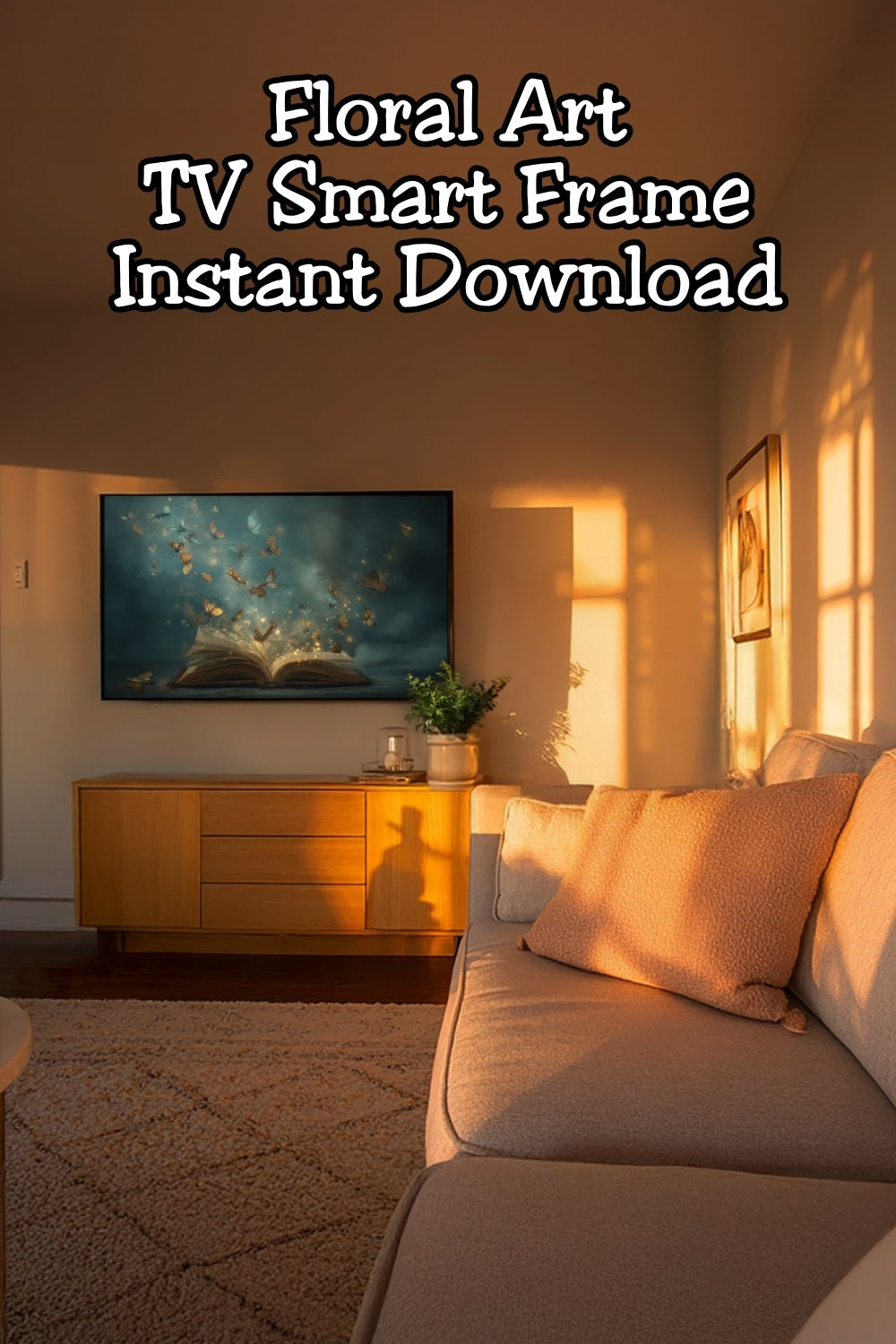 Your TV can be art ✨ This magical book and butterfly Frame TV wall art is designed for Samsung Frame TVs and 16:9 displays. A dreamy, fantasy-inspired piece that adds warmth and wonder to living rooms, bedrooms, and cozy reading spaces.