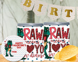 Dinosaur Valentine Pringles Label & Lid Printable