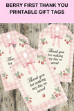 Berry First Birthday Thank You Tags Printable