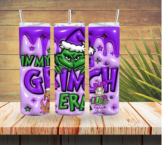 Purple In My Grinch Era 3D  20 ounce Stainless Steel Tumbler #523