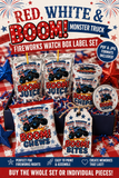 Red, White & BOOM! Monster Truck Fireworks Watch Candy Label Printable Set