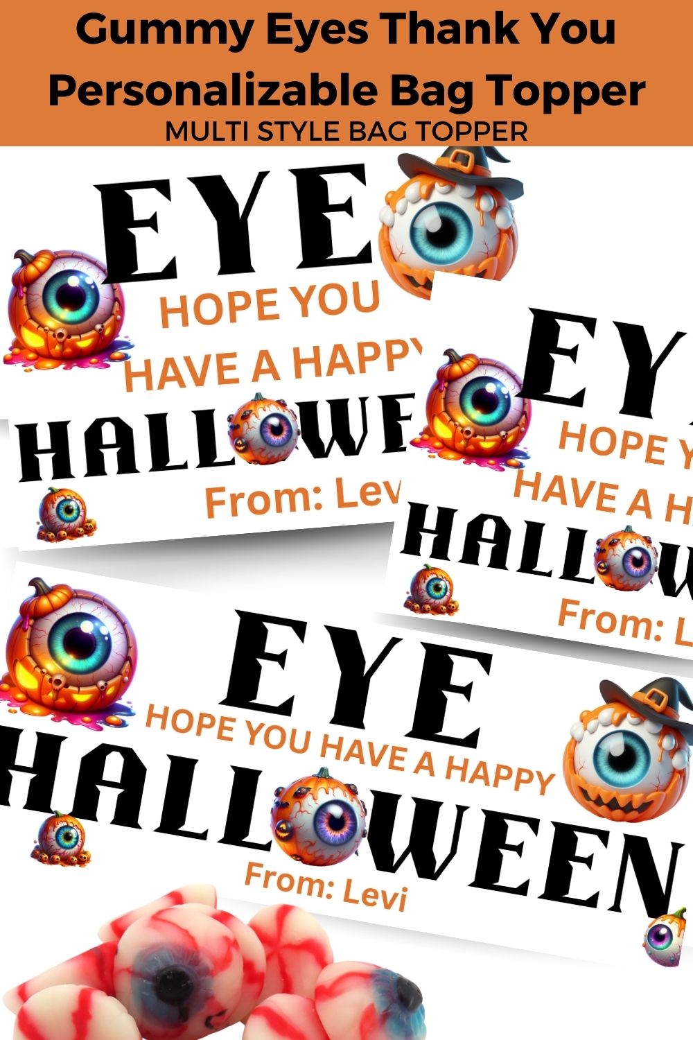 Eye Halloween Canva Template Bag Topper Printable