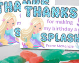 Custom Mermaid Thank You Personalizable Bag Topper Tag Canva Template Printable