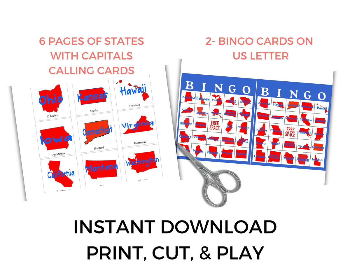 US State Bingo Game Printable