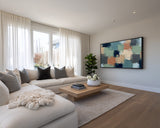 Modern Abstract Geometric Frame TV Art, Neutral Sage Navy Clay Palette Knife Texture, Contemporary Abstract TV Wall Art Digital Download