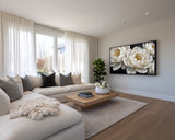 White Peony Frame TV Art – Elegant Floral TV Wall Art