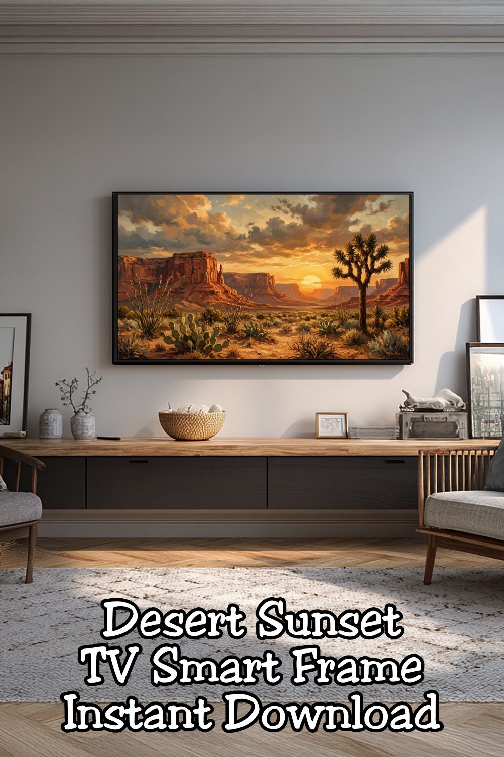 Desert Sunset Frame TV Art – Southwest Boho Landscape Digital Download