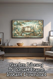 For the girls who romanticize reading 🌿 This frame TV art turns your screen into a soft garden library scene—perfect for cozy homes, book lovers, and cottagecore decor.