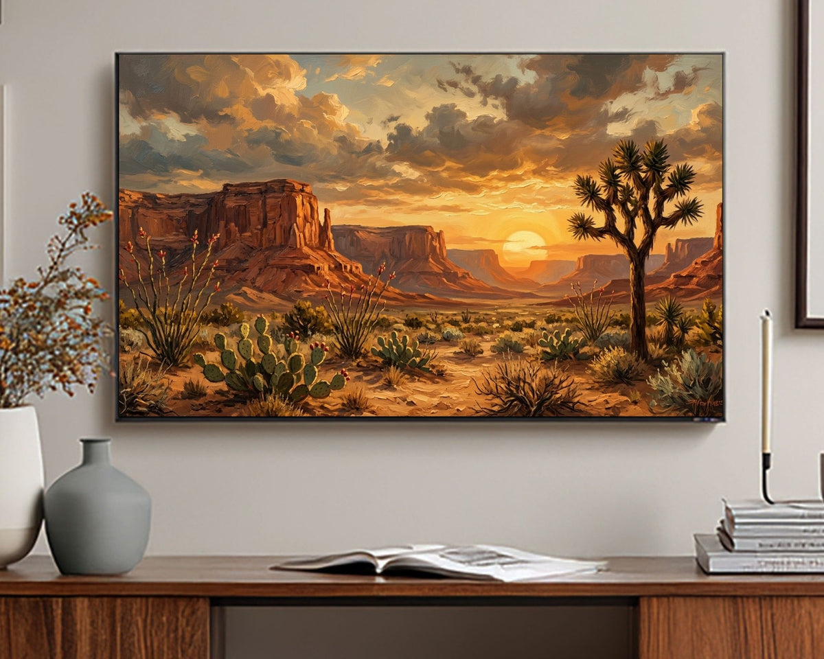 Desert Sunset Frame TV Art – Southwest Boho Landscape Digital Download