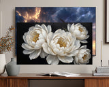 White Peony Frame TV Art – Elegant Floral TV Wall Art