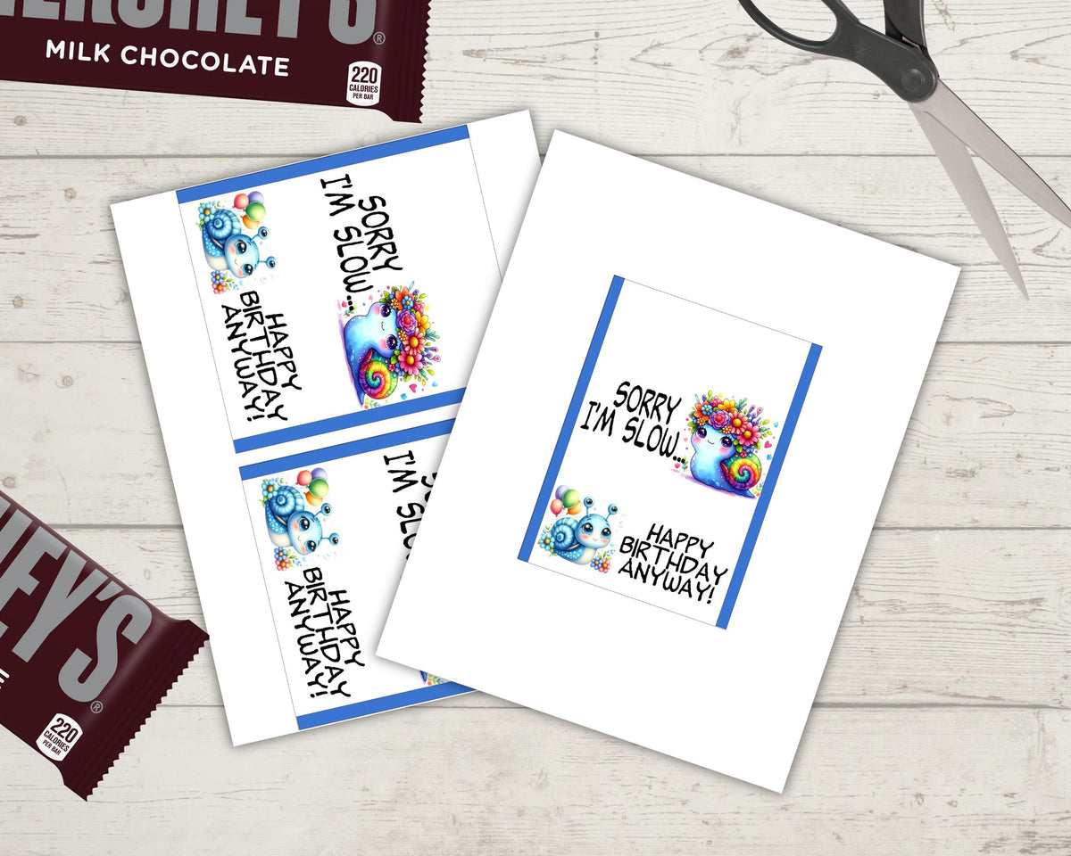 Snail Belated Birthday Candy Bar Wrapper Card Printable