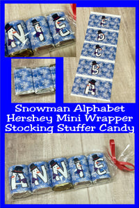 Christmas Snowman Hershey Candy Bar Wrapper Stocking Stuffer Printable