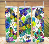 Butterfly Floral  TUMBLER and Tumbler Wrap PNG   *1064