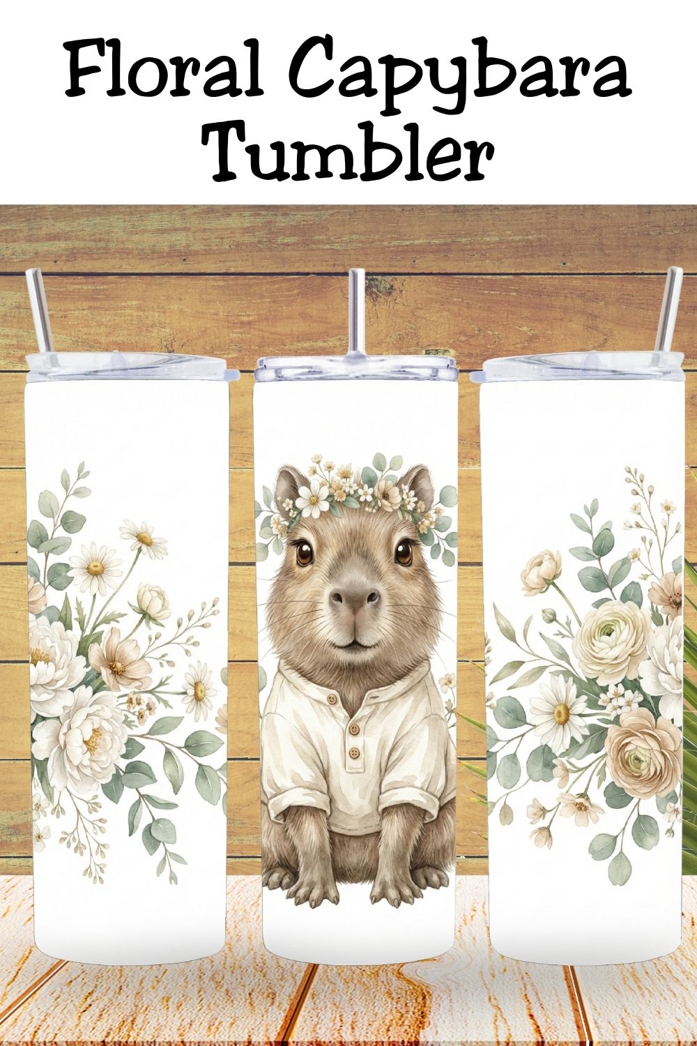 Soft, cozy, and adorable 🤍 This floral capybara tumbler features neutral boho flowers and a sweet woodland vibe. Perfect for everyday drinks or gifting—available as a finished 20oz tumbler or a DIY PNG wrap.