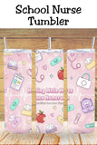 One design, two ways to buy 💕 Choose a finished School Nurse tumbler or grab the PNG wrap to make your own. A sweet nurse life design with pink medical icons and a message that celebrates every boo-boo fixer.