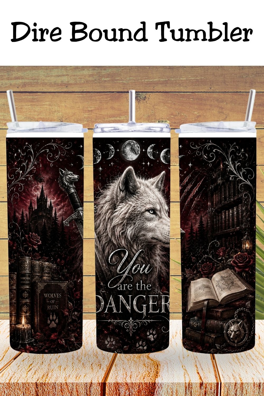 Dark Romantasy Dire Wolf Tumbler Tumbler and Tumbler Wrap  *1091