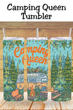 Love camping, campfires, and cozy vibes? This Camping Queen tumbler design features a retro camper scene and outdoor charm. Choose a physical camper tumbler or a tumbler PNG wrap to create your own. Ideal for camping lovers, outdoor tumbler fans, and sublimation projects.