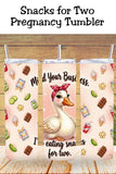 If you sell pregnancy tumblers or maternity shirts, this Funny Pregnant Goose PNG is built to convert. Pregnancy humor consistently performs because there’s always demand for baby shower gifts, cravings merch, and “eating for two” maternity designs. The glossy retro bandana aesthetic gives this maternity sublimation design a premium look that stands out from flat clipart. Use it for 20oz skinny tumbler wraps, maternity tees, tote bags, or baby shower party favors. Cute animal + cravings theme + bold phrase 