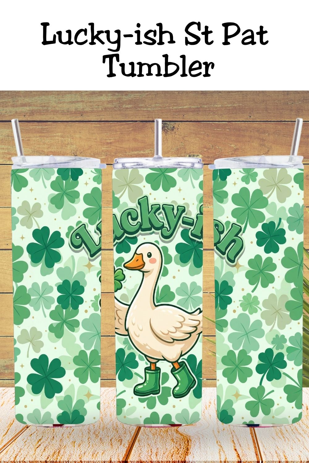 Looking for a cute St. Patrick’s Day tumbler design to add to your March collection? This Lucky-ish Goose Tumbler Wrap PNG features an adorable cartoon goose holding a four-leaf clover with a seamless shamrock background — perfect for 20oz skinny sublimation projects. Ideal for small shop owners, craft fair prep, and seasonal drinkware drops. If you sell St. Patrick’s Day tumblers, lucky goose designs, or shamrock drinkware, this ready-to-use PNG makes it easy to create fast-selling spring inventory.