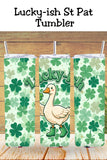 Looking for a cute St. Patrick’s Day tumbler design to add to your March collection? This Lucky-ish Goose Tumbler Wrap PNG features an adorable cartoon goose holding a four-leaf clover with a seamless shamrock background — perfect for 20oz skinny sublimation projects. Ideal for small shop owners, craft fair prep, and seasonal drinkware drops. If you sell St. Patrick’s Day tumblers, lucky goose designs, or shamrock drinkware, this ready-to-use PNG makes it easy to create fast-selling spring inventory.