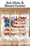 Red, White & Blessed Patriotic Tumbler and Tumbler Wrap PNG  *1061