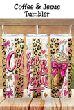 Coffee and Jesus Tumbler Wrap PNG and Tumbler   *1060