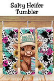 Farm girl energy with a side of sass 🐮 This Salty Heifer tumbler is eye-catching, funny, and totally gift-worthy. Choose a physical tumbler or a digital PNG wrap for your next sublimation project.