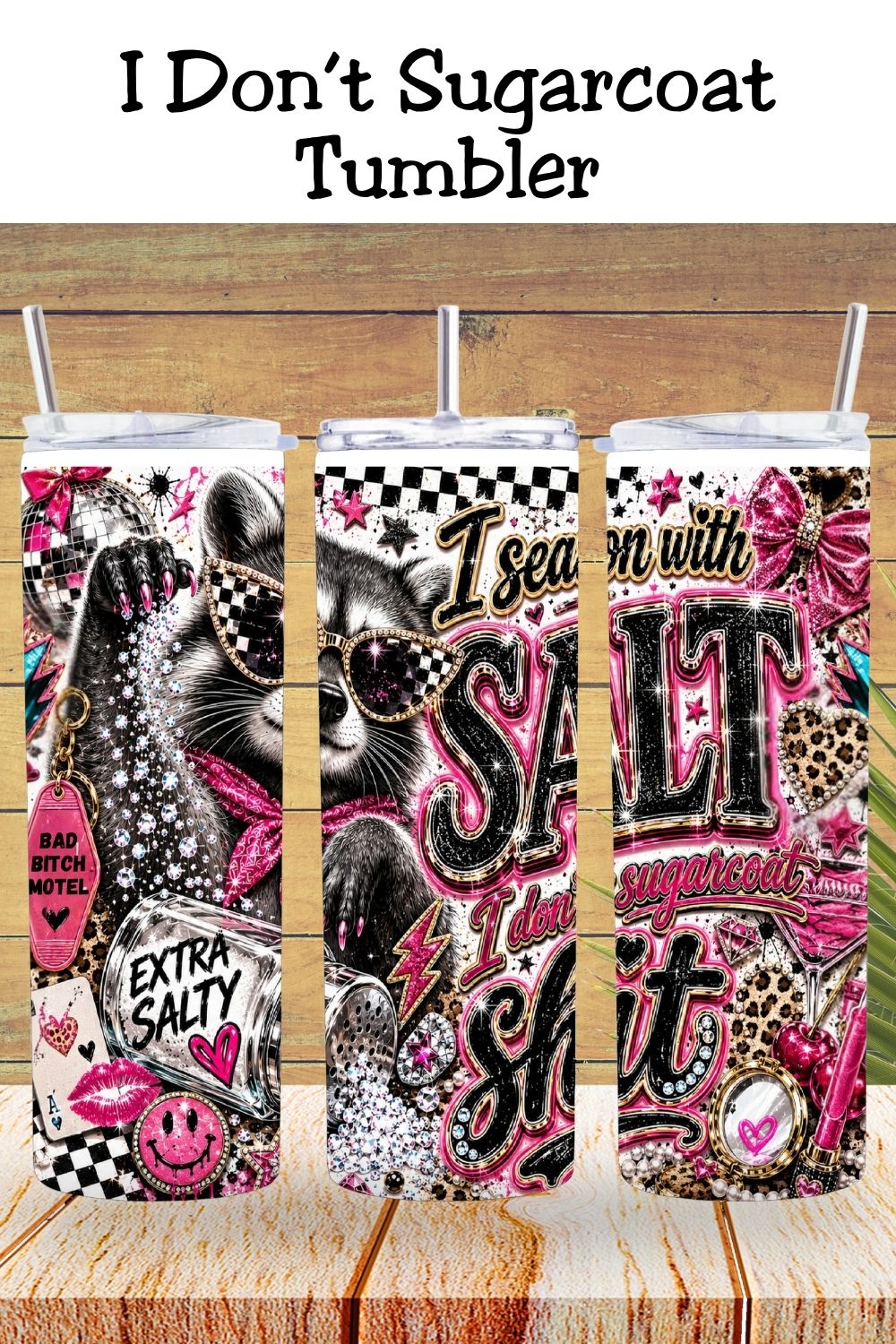 I Season with Salt Tumbler Wrap PNG & 20oz Skinny Tumbler   *1058