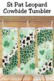 Obsessed with western style and St. Patrick’s Day? This cowhide and leopard tumbler design blends glitter, shamrocks, and watercolor green tones for a bold, festive look. Perfect for gifts, parties, or small business tumbler makers.