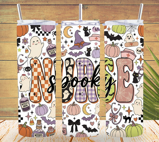 Spooky Nurse Tumbler and Tumbler Wrap *1098