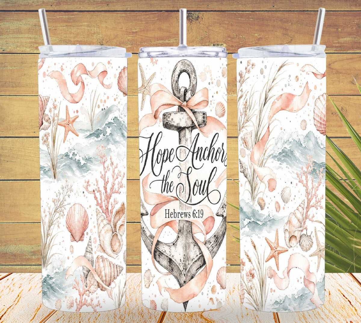Hope Anchors the Soul Christian Coastal Tumbler and Tumbler Wrap *1089