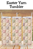 Easter tumbler wrap with pastel butterflies and cozy faux yarn cable knit texture. Seamless design for 20oz skinny tumblers—perfect for spring gifts, Easter baskets, and sublimation projects.