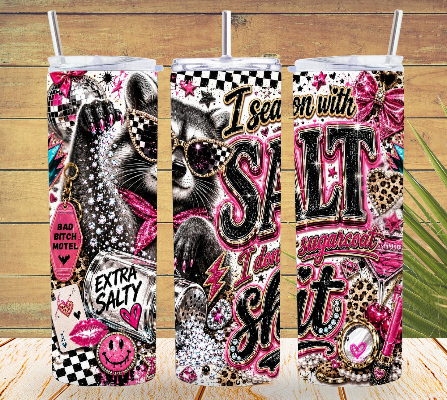 I Season with Salt Tumbler Wrap PNG & 20oz Skinny Tumbler   *1058