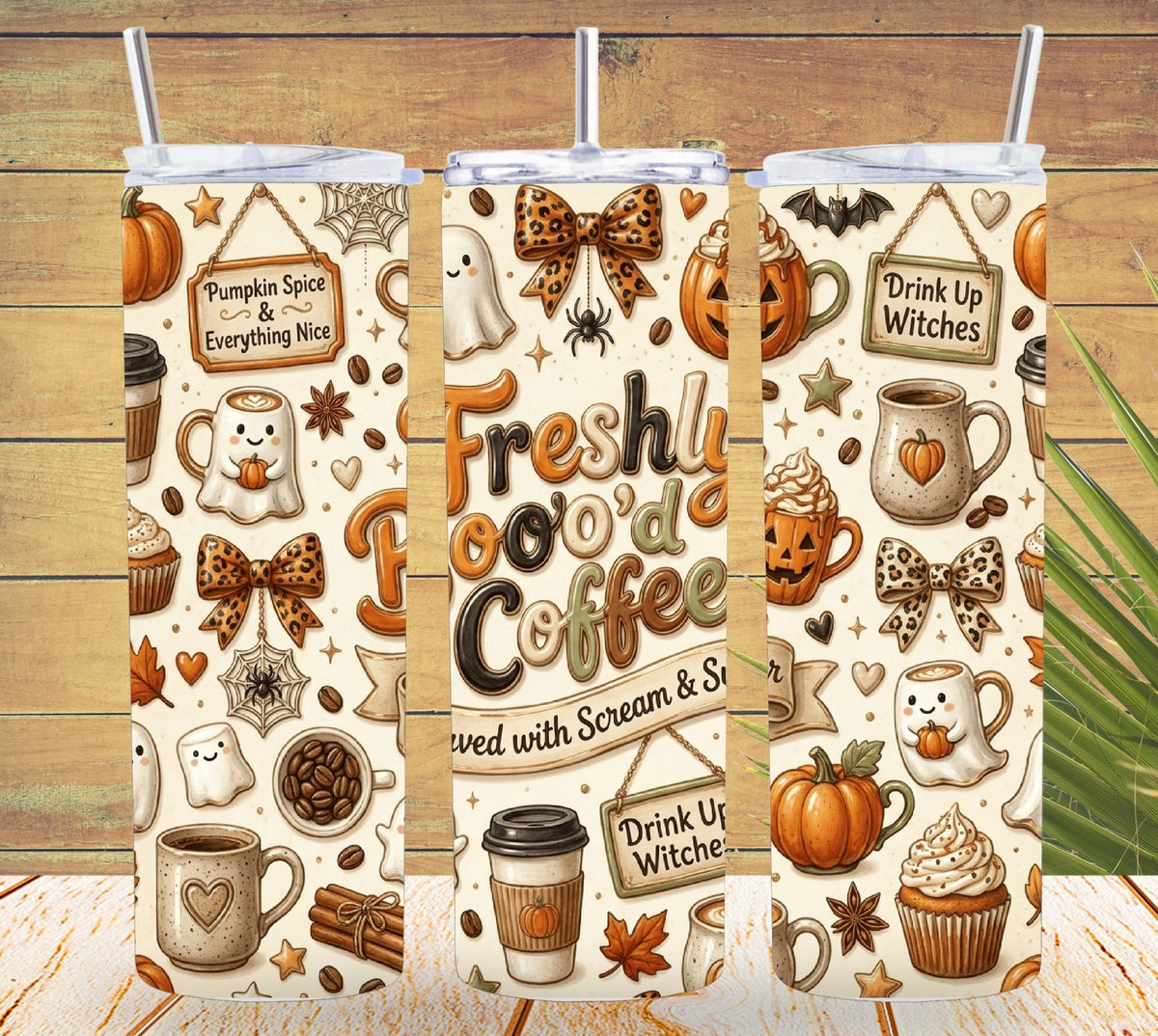 Freshly Boo'd Coffee Tumbler and Tumbler Wrap *1110