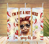 Hot Mess Cow Tumbler Wrap – Spicy Disaster Highland Cow Design   *865
