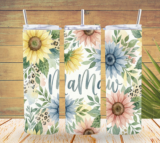 MaMaw Floral Tumbler – Grandma MaMaw 20oz Skinny Design   *904