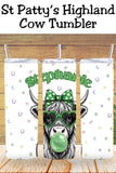 Trendy St. Patrick’s Day tumbler idea 🍀 Vintage highland cow design with green shamrocks, lucky symbols, and a personalization spot for names. Available as a physical tumbler or a digital PNG wrap for sublimation. Perfect for festive March gifts, Irish decor lovers, and coquette cow fans.