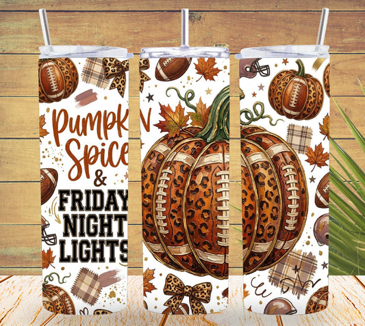 Pumpkin Spice and Friday Night Lights Football Mom Tumbler and Tumbler Wrap PNG   *1076