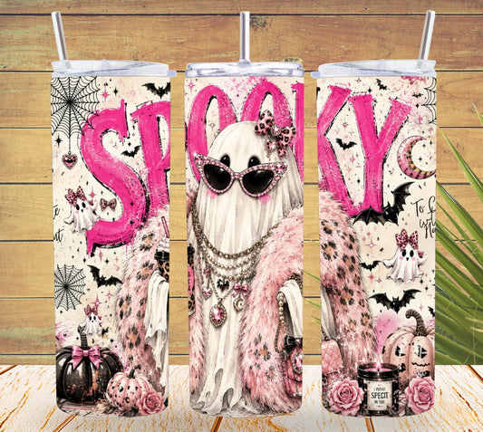 Glam Ghost Pink Halloween Tumbler and Tumbler Wrap PNG *1085