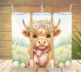 Easter Highland Cow 20oz Tumbler Wrap   *845