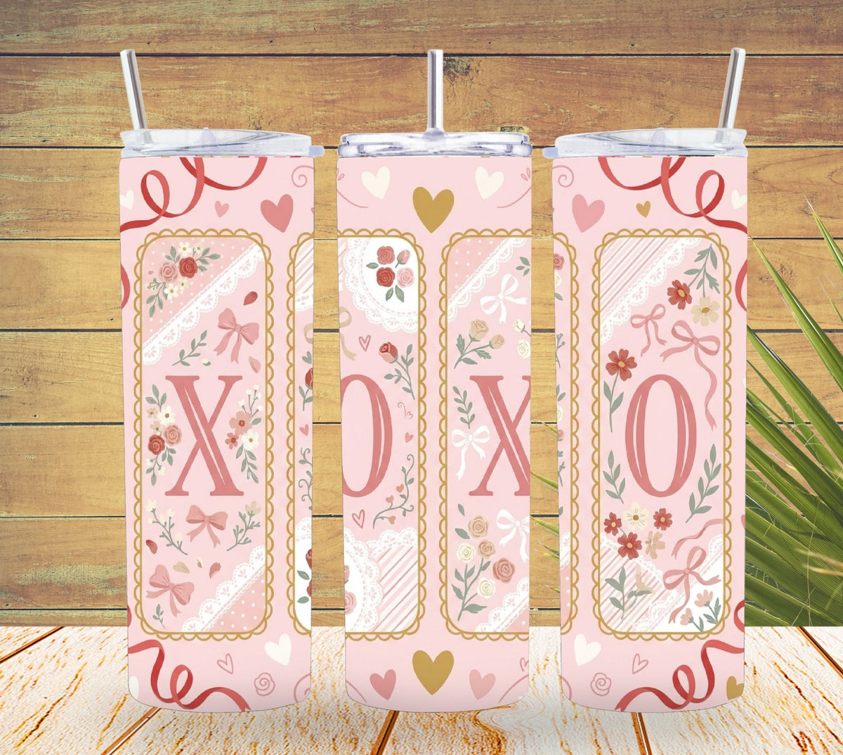 XOXO Coquette Floral Valentine Tumbler    *842