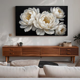 White Peony Frame TV Art – Elegant Floral TV Wall Art