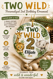 Two Wild Personalized Ornament, 2nd Birthday Ornament, Safari Birthday Keepsake, Jungle Second Birthday Gift, Custom Name Ornament