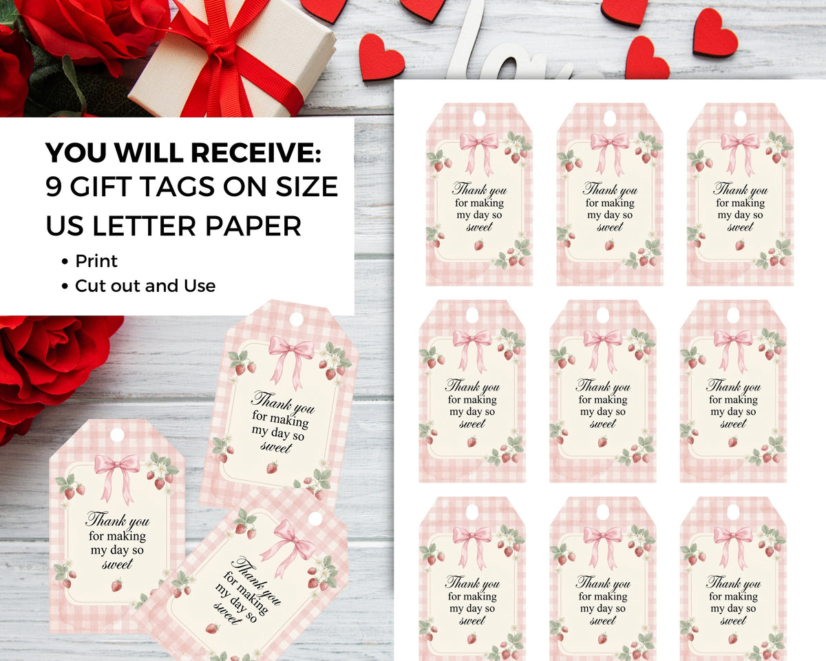 Berry First Birthday Thank You Tags Printable