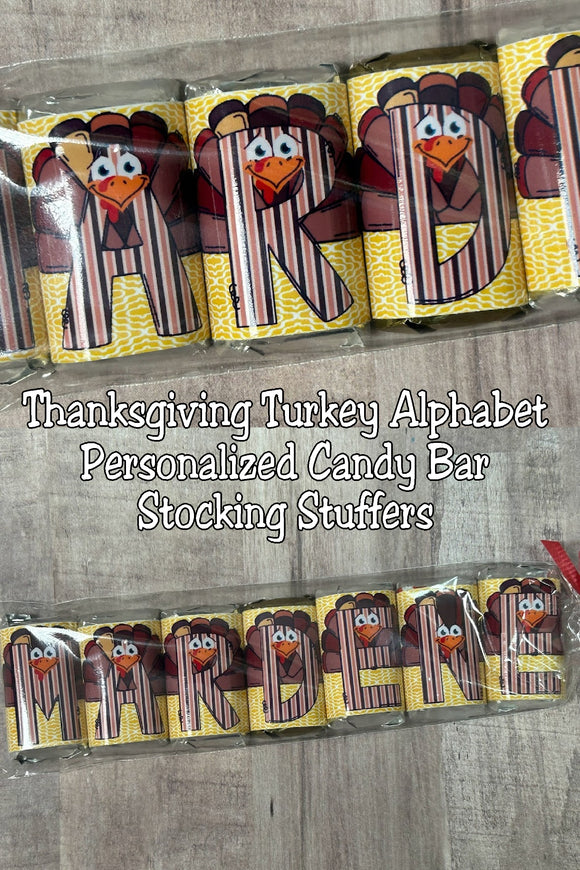 Thanksgiving Turkey Alphabet Hershey Candy Bar Wrapper Stocking Stuffer Printable