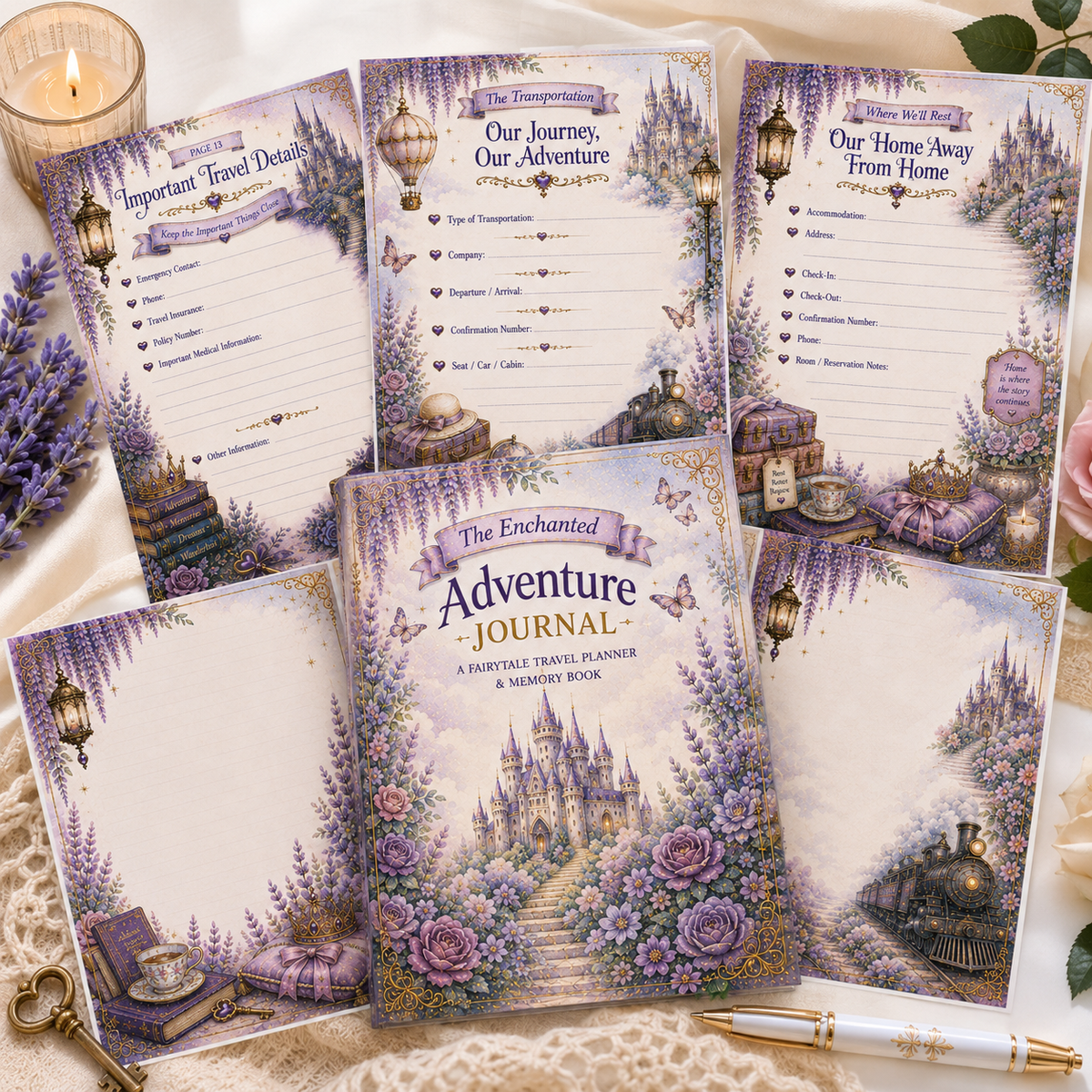 The Enchanted Adventure Journal — Printable Fairytale Travel Planner & Memory Book (Digital PDF Download)
