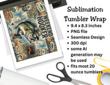 WEEKEND HOOKER FISHING TUMBLER and Tumbler Wrap PNG  *1063
